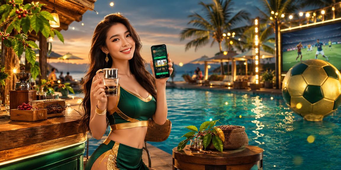 Người dùng dùng app casino tại quán cà phê Mũi Né với ly cà phê sữa đá