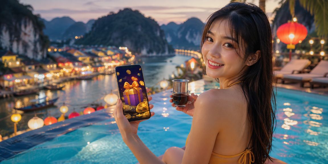 Cảnh cà phê Ninh Bình minh họa người dùng đọc điều kiện bonus đăng ký